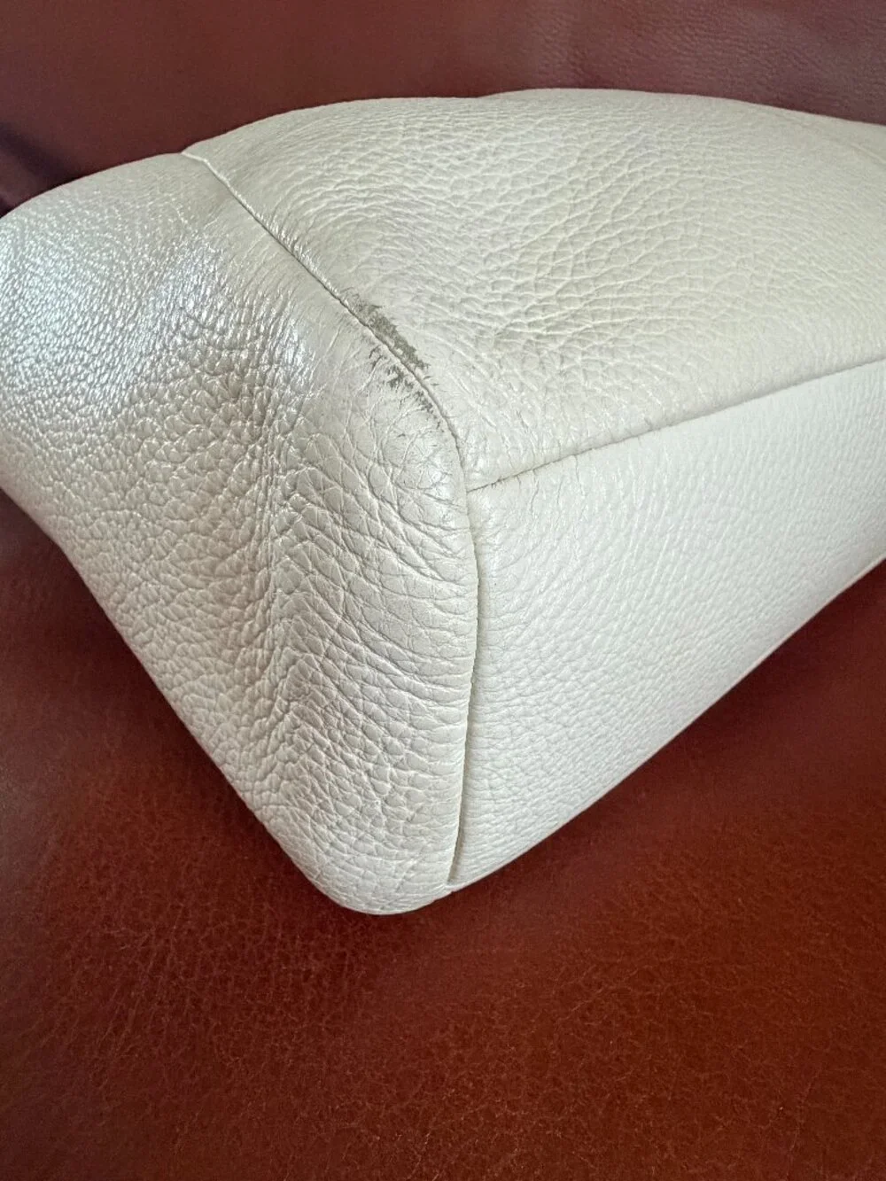 COACH Kelsey Large Pebbled Off -White Leather Shoulder Tote Bag - F36591